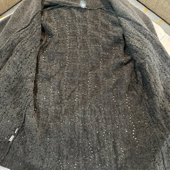 Ann Taylor Dark Grey Wool/Cashmere/ Blend Knit Shawl Collar Cardi, Size L - Picture 9 of 13